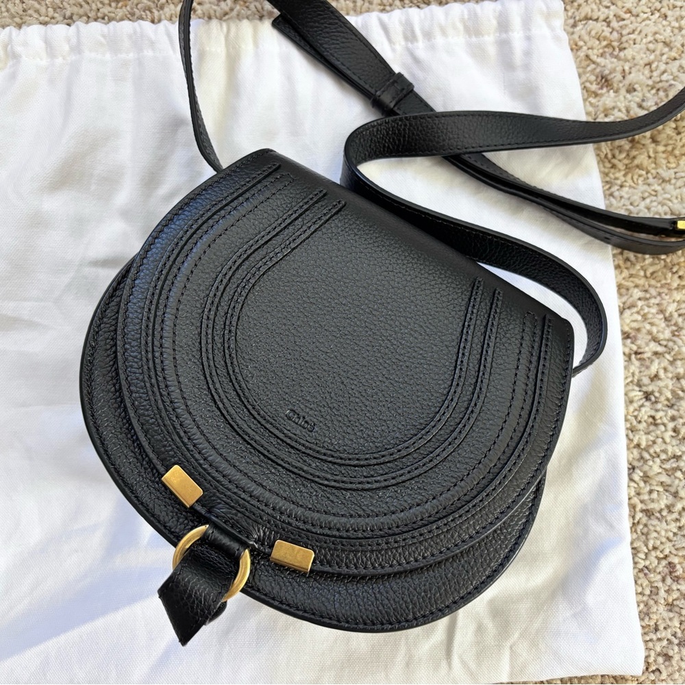 Chloe Elegant Black Crossbody with Gold Accents